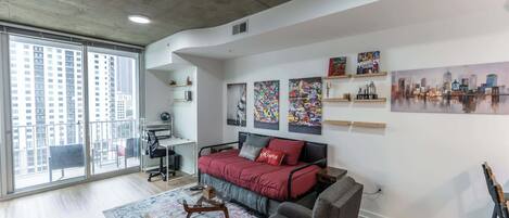 TV, fireplace, video games, stereo