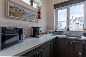 Fridge, microwave, oven, toaster