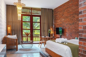 Studio, 1 lit double ou 2 lits jumeaux, cuisine, vue jardin | Vue sur le jardin