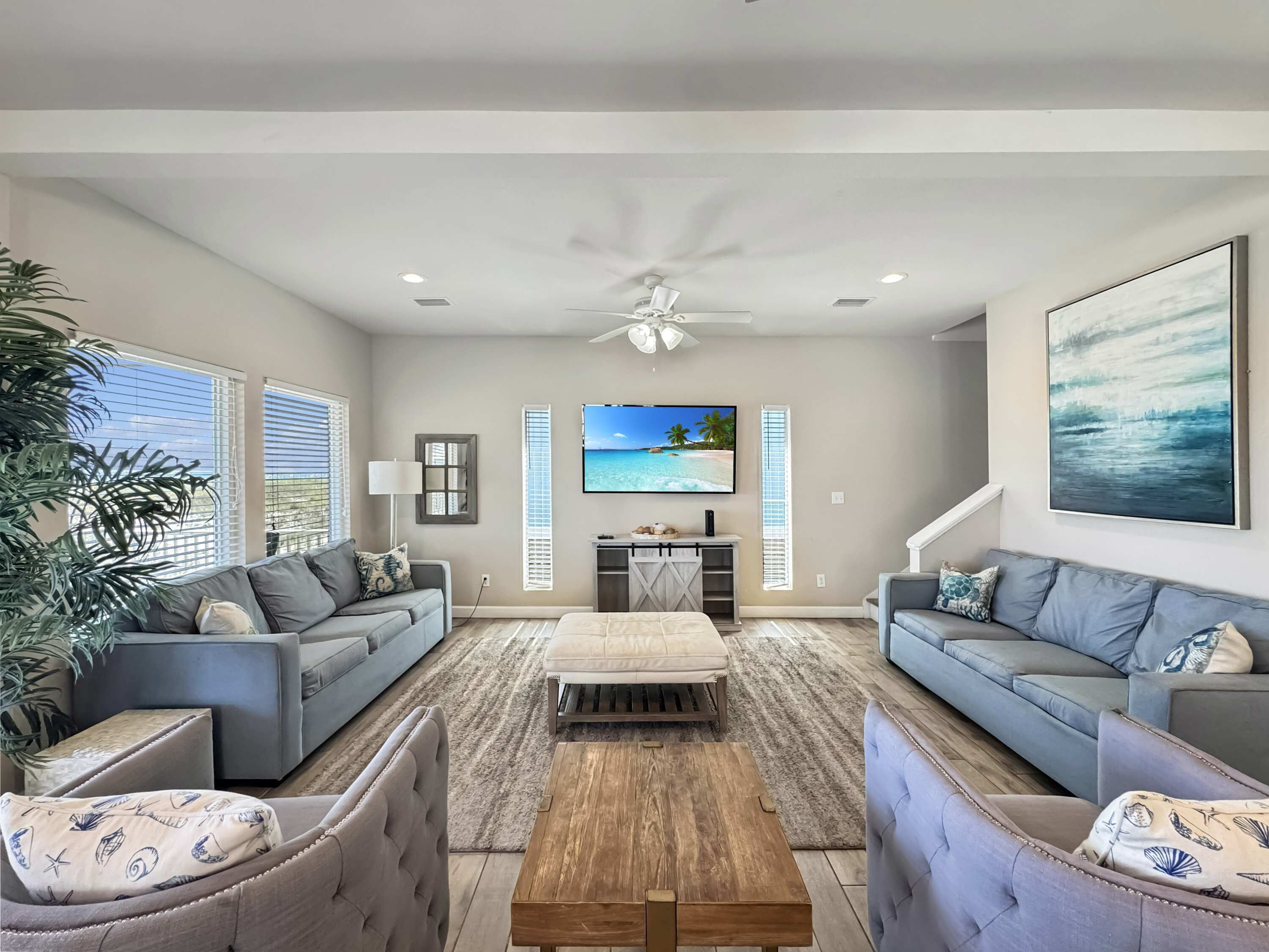 House, Multiple Beds, Patio, Ocean View (Pass Time) | Living area | 55-inch flat-screen TV with digital channels