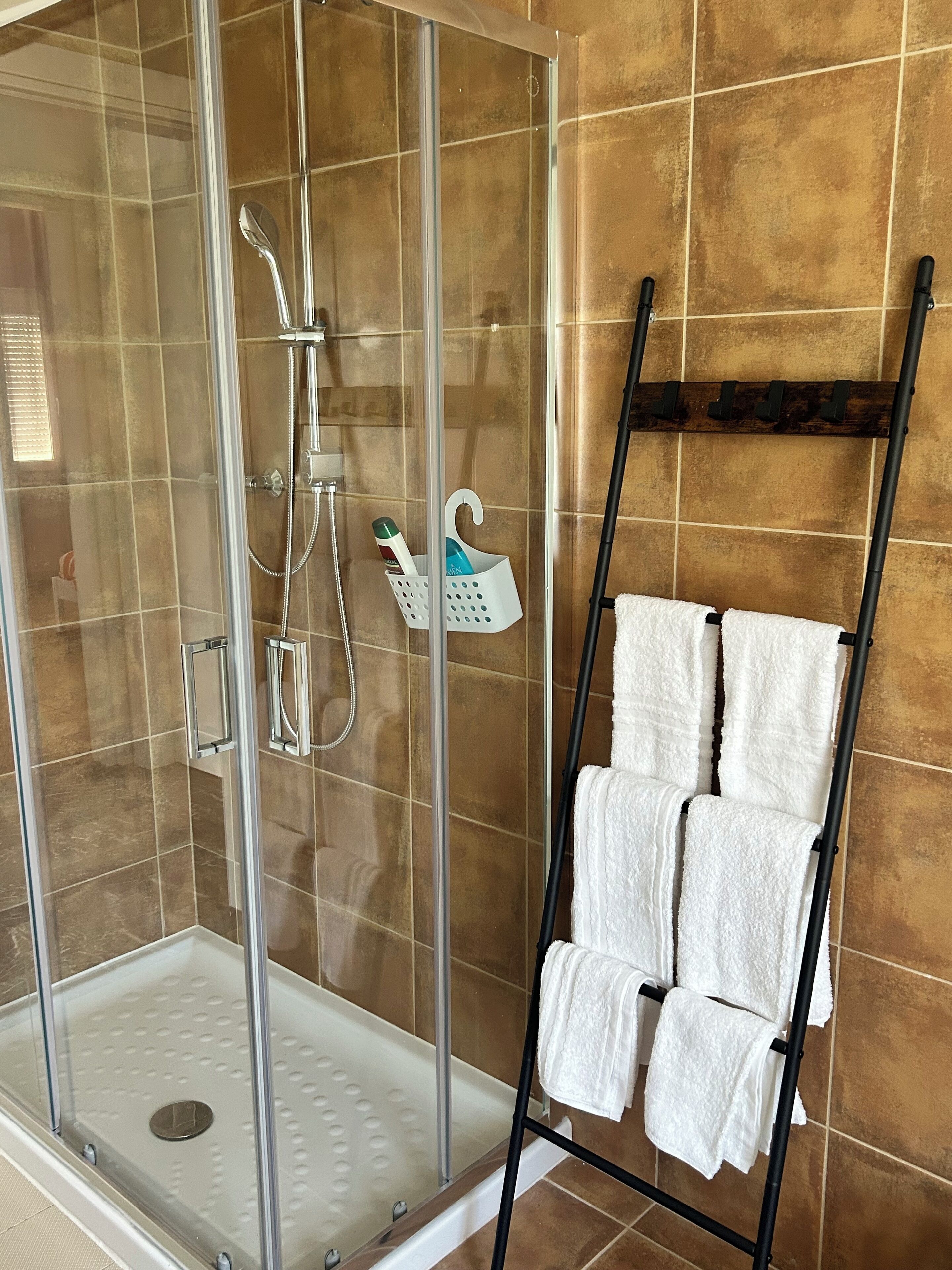 Ducha, secador de pelo, bidet, jabón