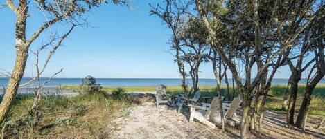 Beach nearby, sun-loungers