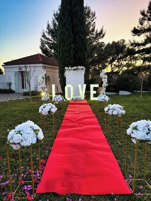Outdoor banquet area
