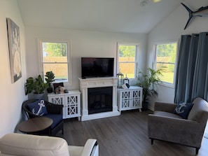 Smart TV, fireplace, printers