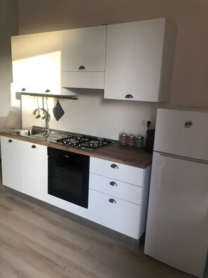 Fridge, oven, stovetop, coffee/tea maker