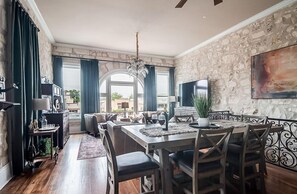 Condo, Multiple Beds, Patio, City View (118 E Main St. Unit B) | 2 bedrooms, individually decorated, individually furnished, bed sheets - The Bank on Main St - Historic Luxury Suite W/rooftop Deck Overlooking Main Street (Fredericksburg)