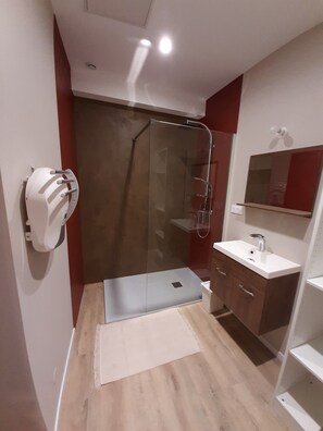 Shower, towels - Appart 100 - Cosy T2 with TV (Bourg-Saint-Andéol)