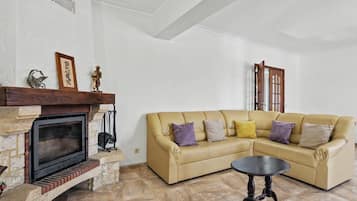 TV, fireplace