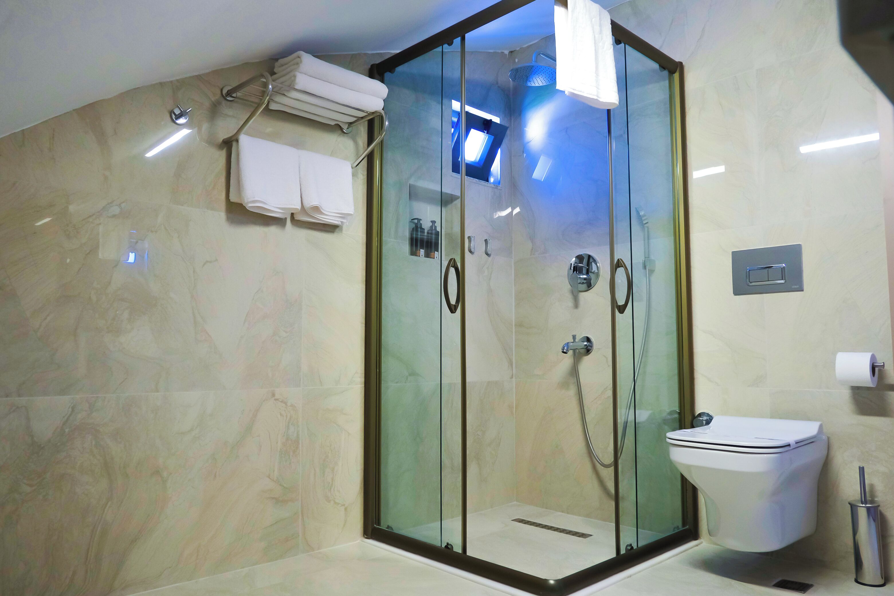 Free toiletries, hair dryer, slippers, towels