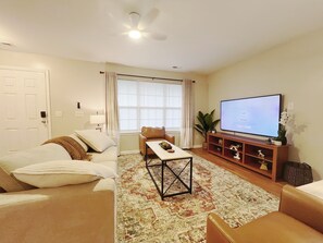 TV, fireplace