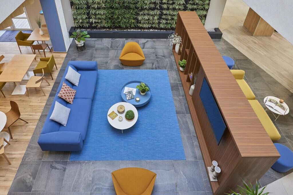 Imagine lounging with space to spread out in the open atrium.