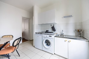 Microwave, stovetop, coffee/tea maker, toaster