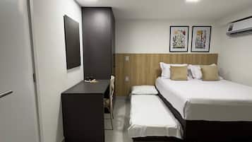 Basic Studio | Desk, blackout curtains, iron/ironing board, travel cot