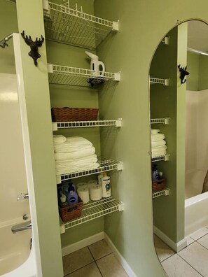 Séchoir à cheveux, serviettes fournies, savon, shampooing