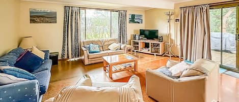 TV, DVD player, stereo