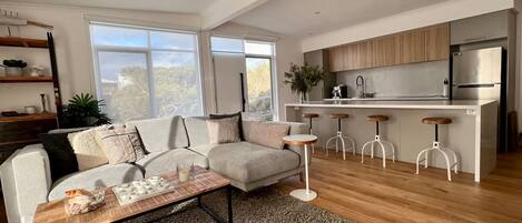 TV, fireplace, DVD player, books