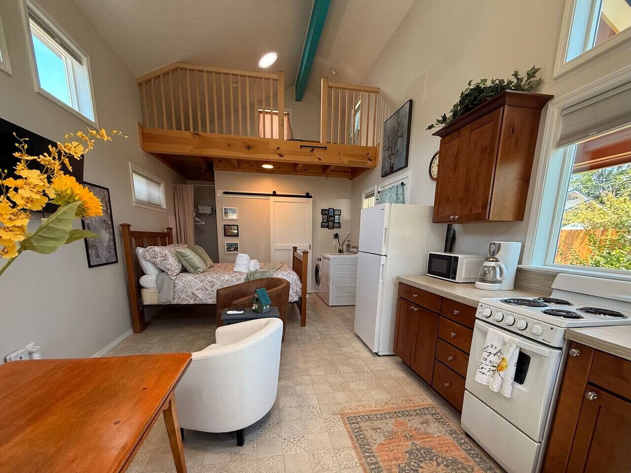1 bedroom, desk, iron/ironing board, travel crib