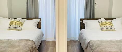 2 chambres, bureau, accĂšs au Wi-Fi (inclus), literie fournie