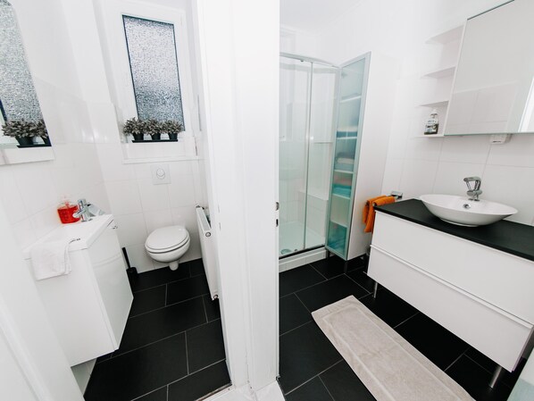 Shower, hair dryer