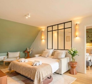 1 bedroom, iron/ironing board, travel crib, WiFi