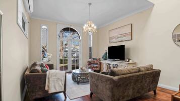 TV, DVD player, books, offices