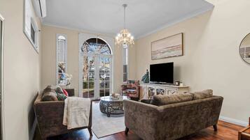 TV, DVD player, books, offices