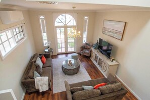 TV, DVD player, books, offices