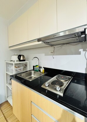 Fridge, microwave, stovetop, dishwasher