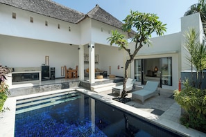 Villa, 1 Bedroom, Private Pool | Living area | 55-inch Smart TV with digital channels