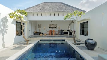 Deluxe Villa, 2 Bedrooms, Private Pool | Living area | 55-inch Smart TV with digital channels