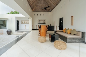 Villa, 3 Bedrooms, Private Pool | Living area | 55-inch Smart TV with digital channels