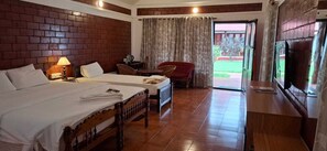 Family Triple Room | Iron/ironing board (on request), WiFi (free), bed sheets - hillview beach resort (Varkala)