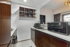 Fridge, microwave, oven, dishwasher