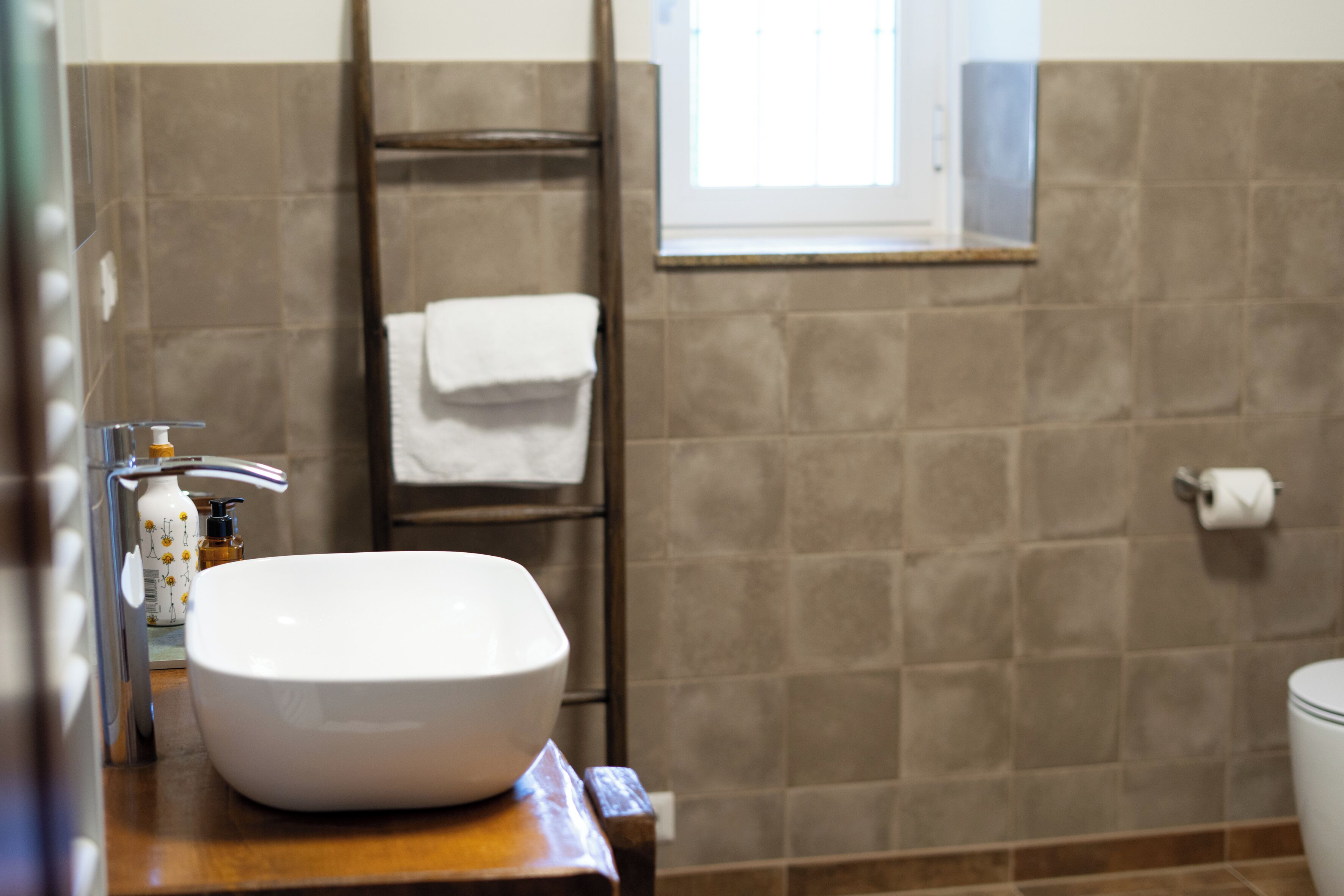 Shower, free toiletries, bidet, toilet paper