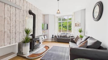 TV, fireplace, offices