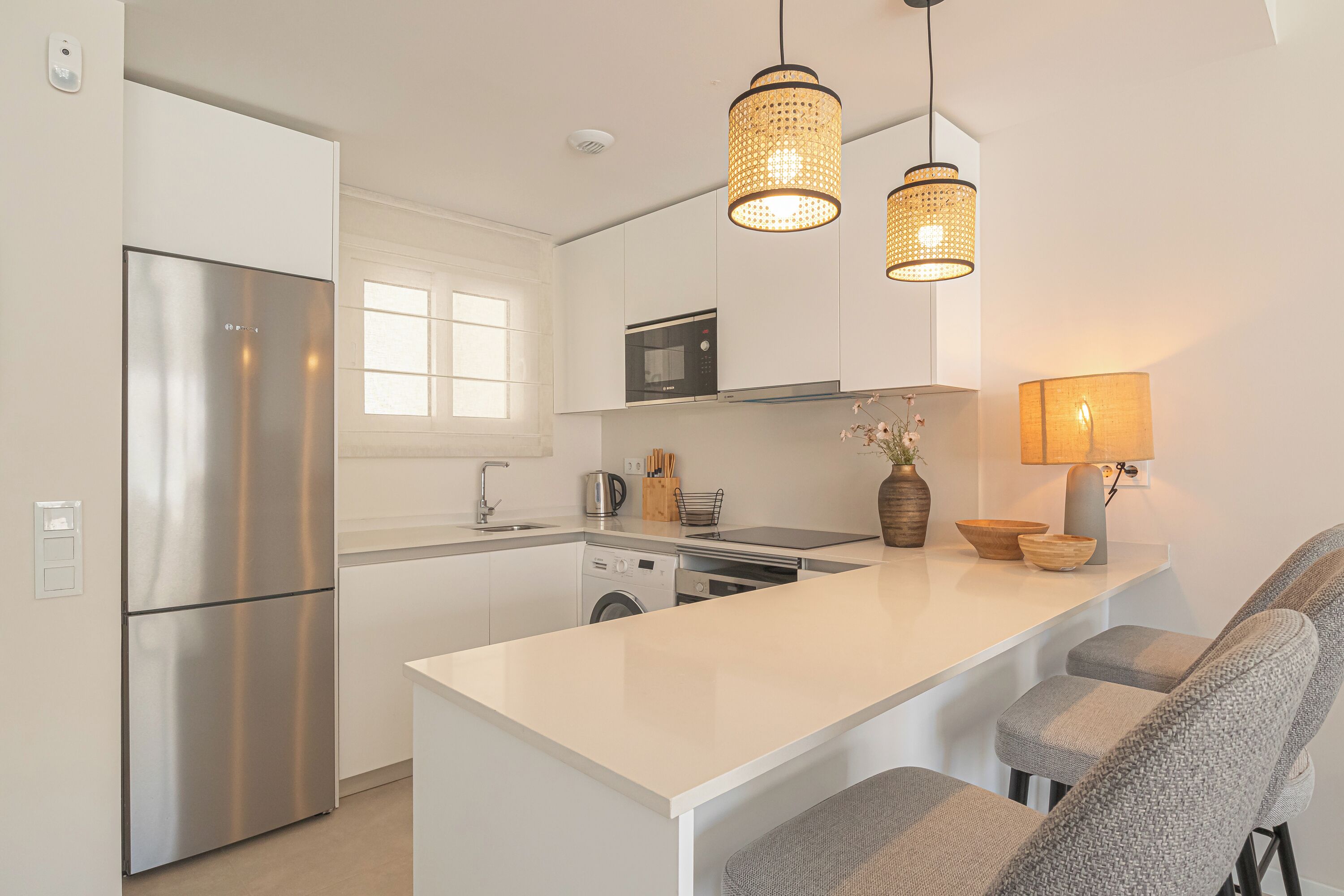 Townhouse – luksus, flere soverom, 2 bad (House La Cala with pool for 6) | Eget kjøkken | Kjøleskap, mikrobølgeovn, ovn og kokeplater