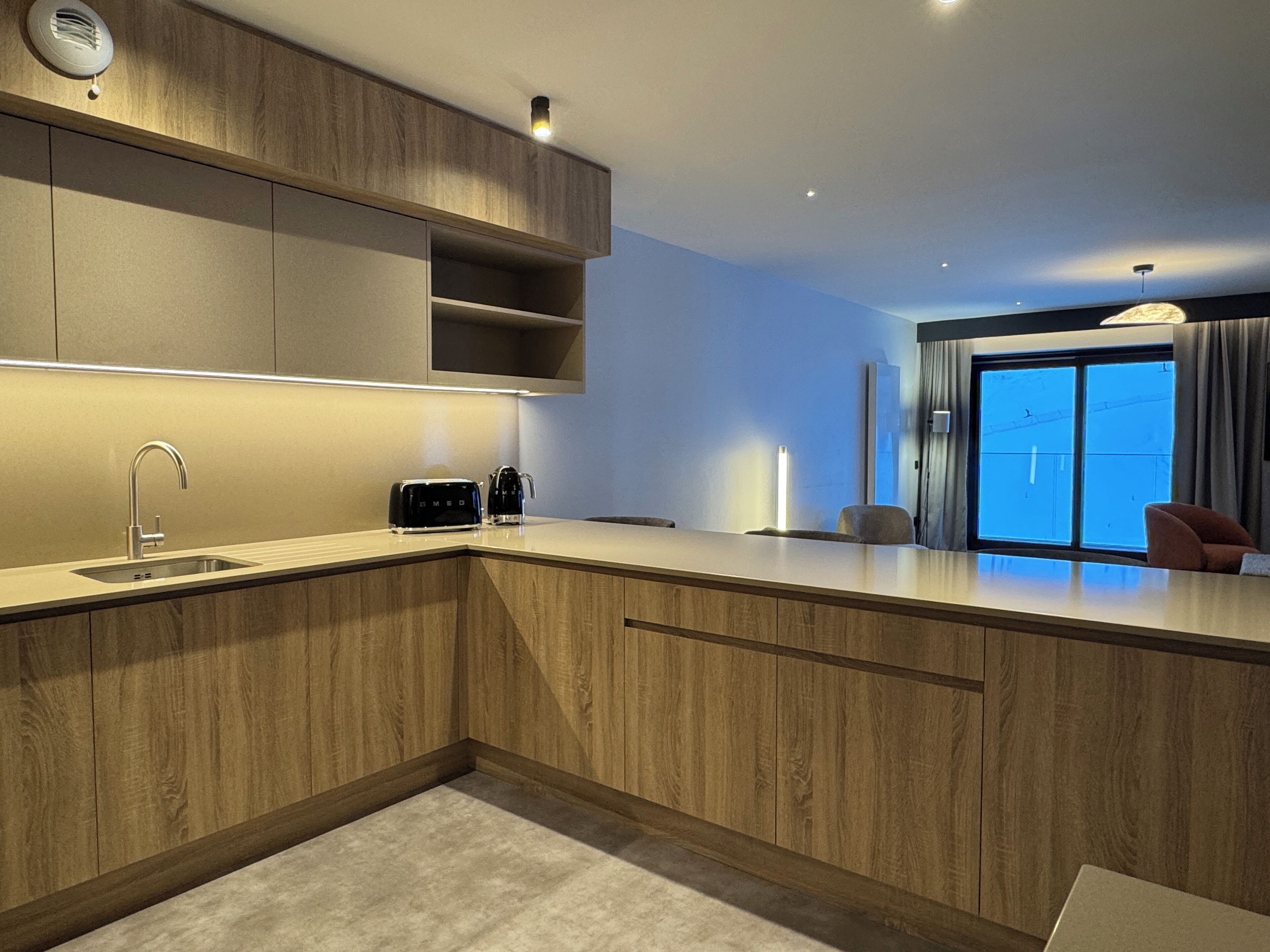 Premium Apartment | Private kitchen | Espresso maker, electric kettle, highchair