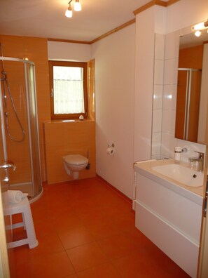 Dusche, Haartrockner, Handtücher