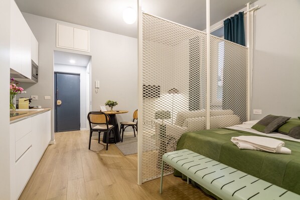 Departamento Deluxe, 1 cama King size y sofá cama, cocina | Área de sala de estar