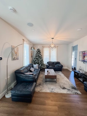 Smart TV, fireplace, stereo