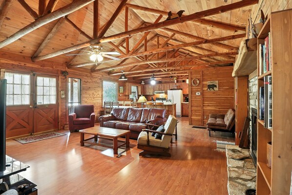 Téléviseur, foyer, livres