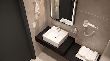 Regadera, amenidades de baño gratuitas, secadora de cabello, toallas