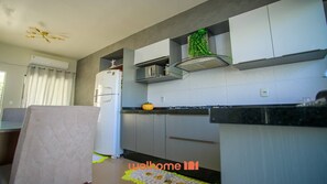 Fridge, microwave, stovetop, toaster