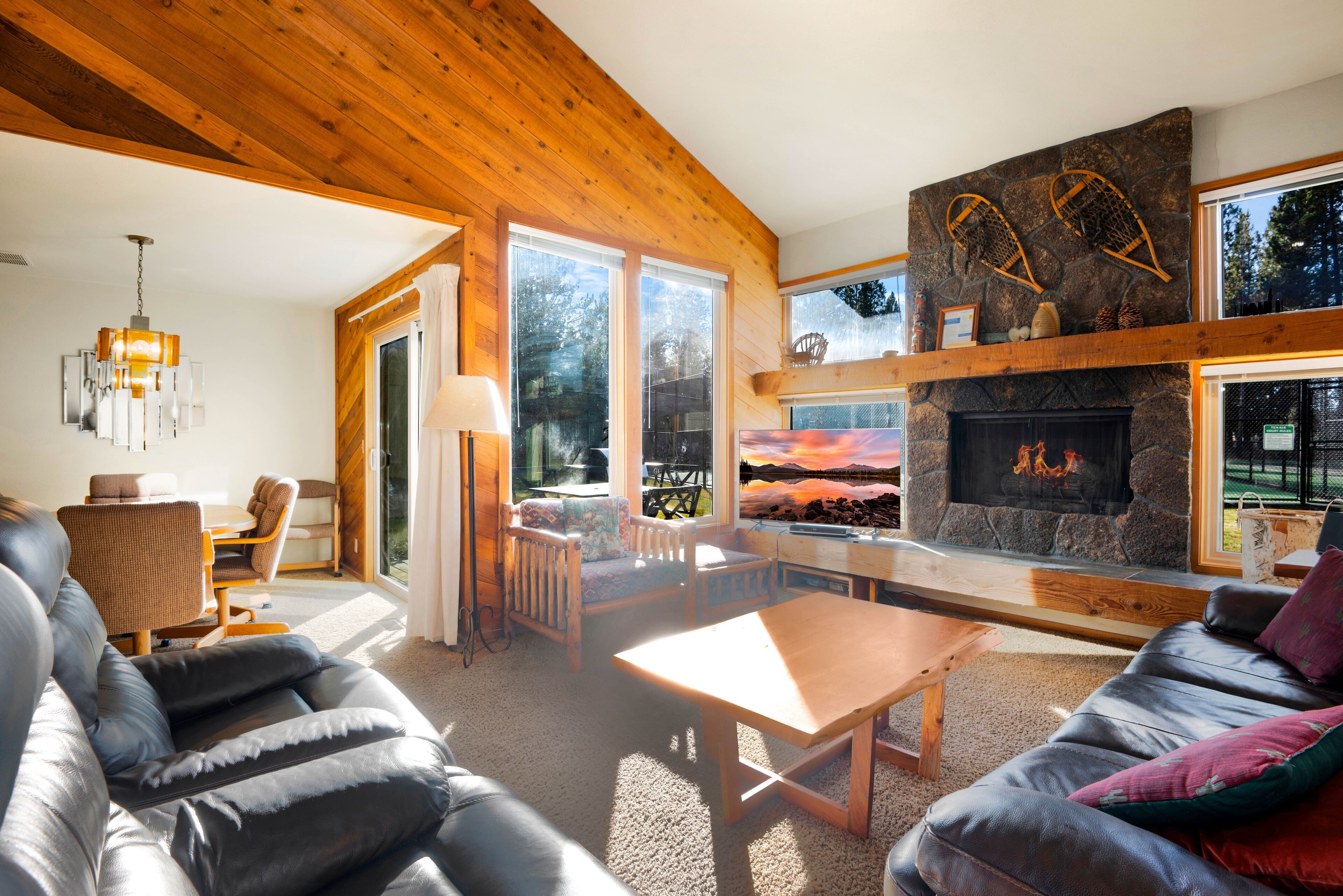 Télévision, cheminée, livres