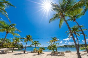 On the beach, beach towels - 3BR in Cowpet Bay East w/pool & beach, sleeps 8 (St. Thomas)