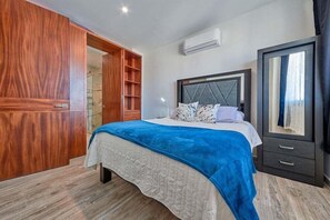 1 bedroom, desk, iron/ironing board, travel cot