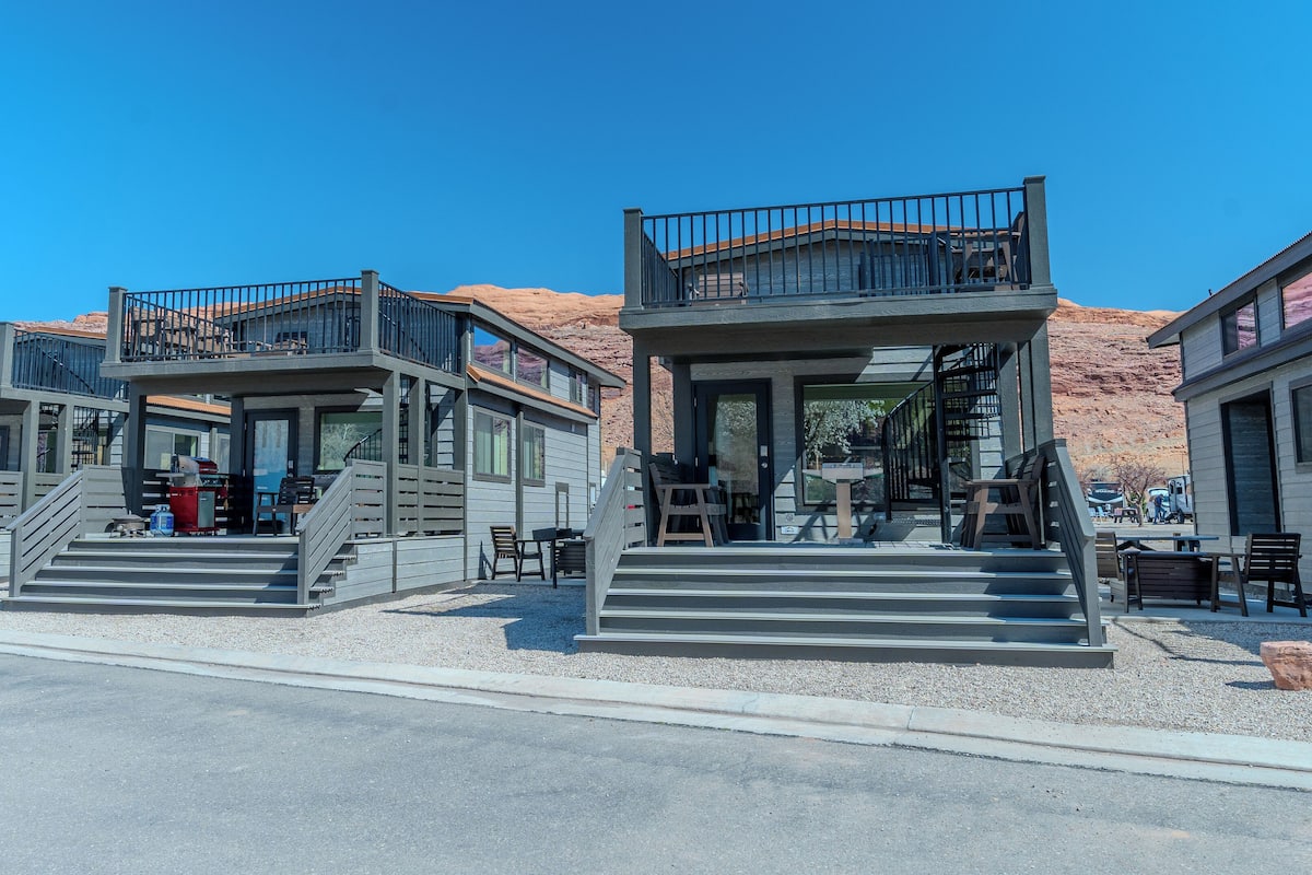Ferienhütte, Blick auf die Wüste
