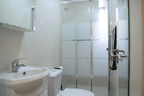 Secador de cabelo, toalhas de banho, sabonete, papel higiênico