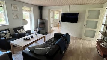 Télévision, cheminée, table de tennis de table