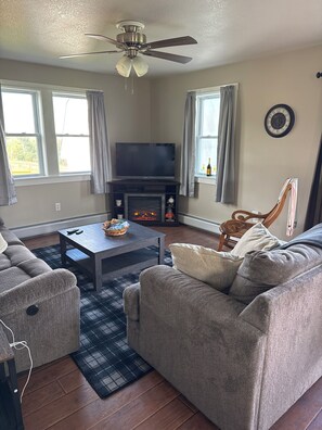 TV, fireplace, DVD player, books - Private 2-bedroom garage apartment in  Newport Center, Vermont. (Newport Center)